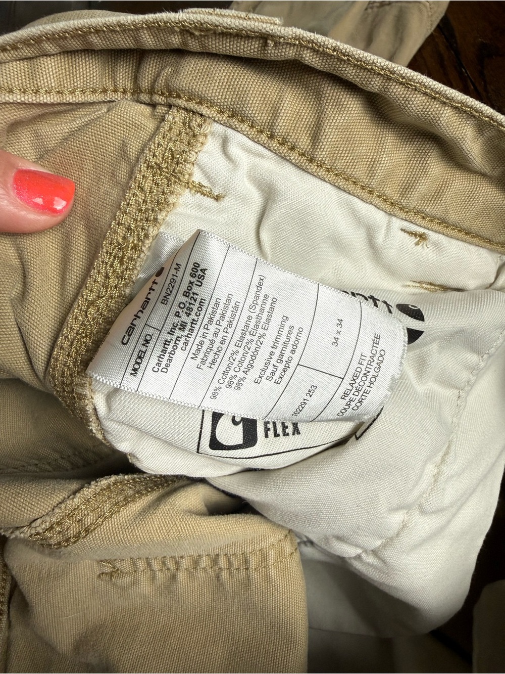 Carhartt Tan Relaxed Rugged Fit Utility Work Pants 34x34 - Picture 5 of 5
